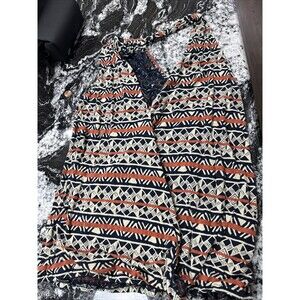 Lucky Brand Sleeveless Aztec Print Cross Front Tank Top Large Mm86